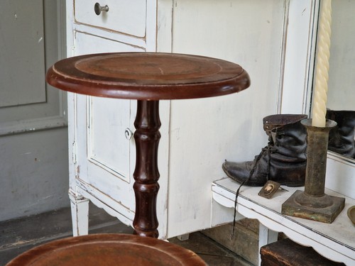 antik Blumensäule englischer Blumentisch Piedestal Säulen Tisch Leder Einsatz - Bild 8 von 11