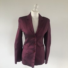 Kookai Burgundy Blazer Size T 38 Collared Long Sleeve Slim Fit