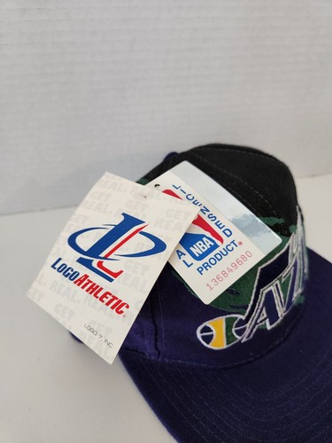 NUEVO CON ETIQUETAS De colección Logo Atlético NBA Utah Jazz Splash SnapBack Sombrero Años 90 Gorra Mezcla de Lana - Imagen 6 de 11