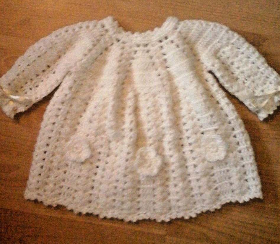 Handmade Hand Crocheted Baby Girl 4ply Angel Dress 100percent Acrylic  various colours image 3