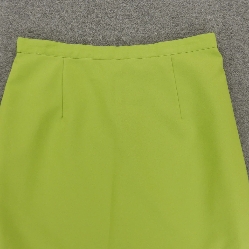 Falda Vintage Zucca Leonardi Grande W32 Verde Lima Forrada Brillante Retro Rodilla Lápiz Foto 2 de 4