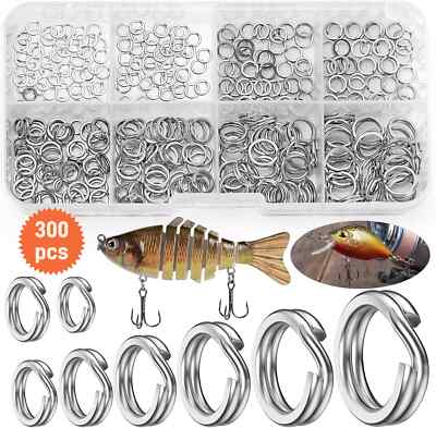 300 Stück Angeln Sprengringe Angelköder Rostfrei Stehlen Split Ring 3mm-8mm