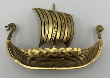 Velo Gullbelegg Norge Gold Viking Ship Mcm Mid Century Norway 8" Long