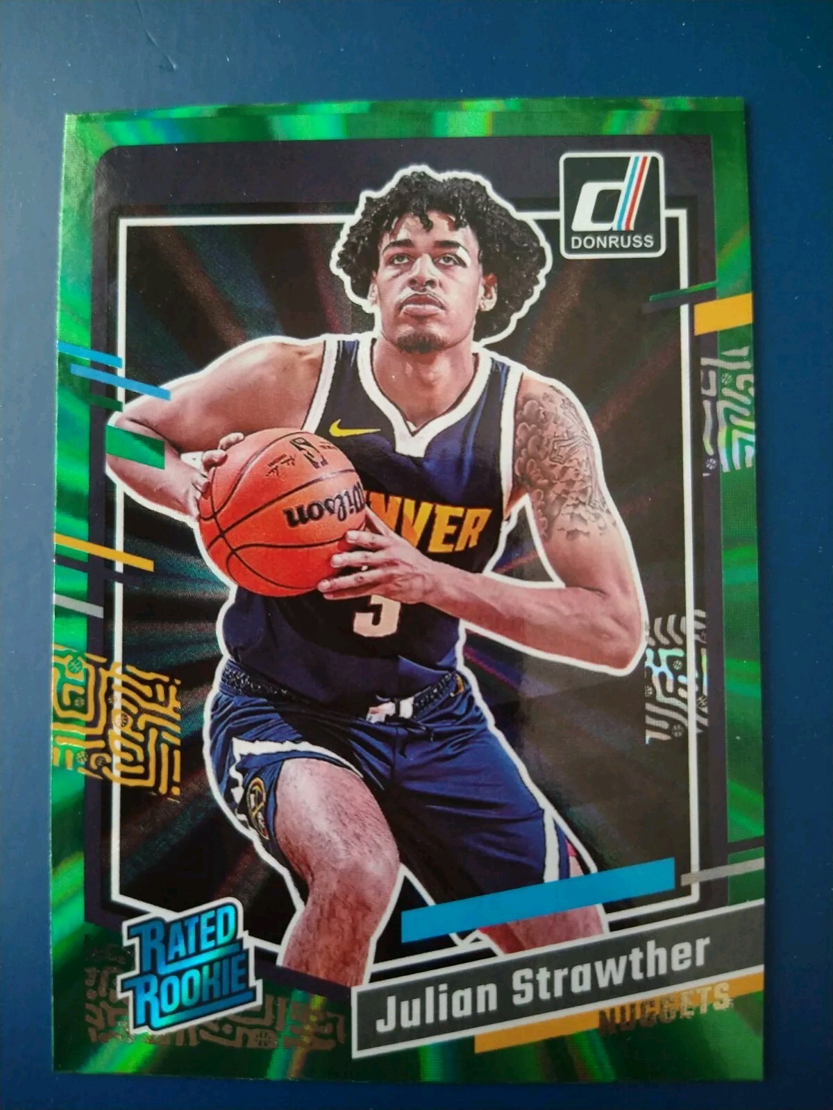 2023-24 Donruss GREEN LASER Julian Strawther #242 Denver Nuggets Rated Rookie RC