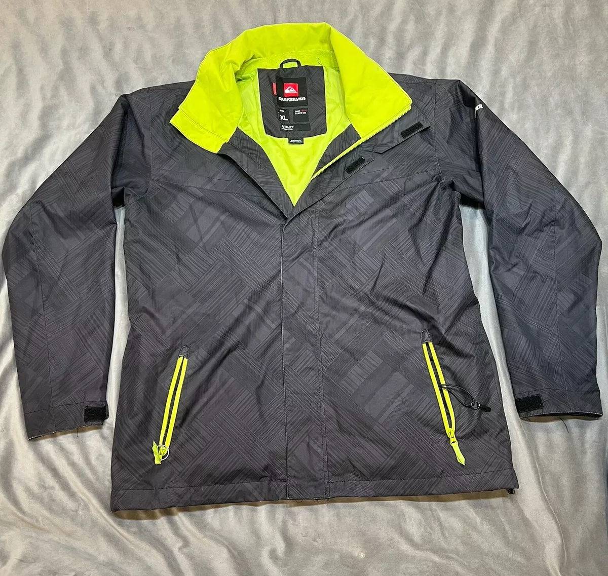 Quiksilver Utility Collection Quik Tech Ski Jacket Men XL Black Neon Green