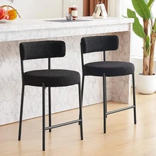 Furnilivng 24'' Bar Stools Set of 2, Modern Boucle Counter Height Bar Stools