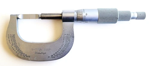MITUTOYO 122-125, 0 - 1" X .0001" BLADE MICROMETER, .030" STEEL BLADES, RATCHET