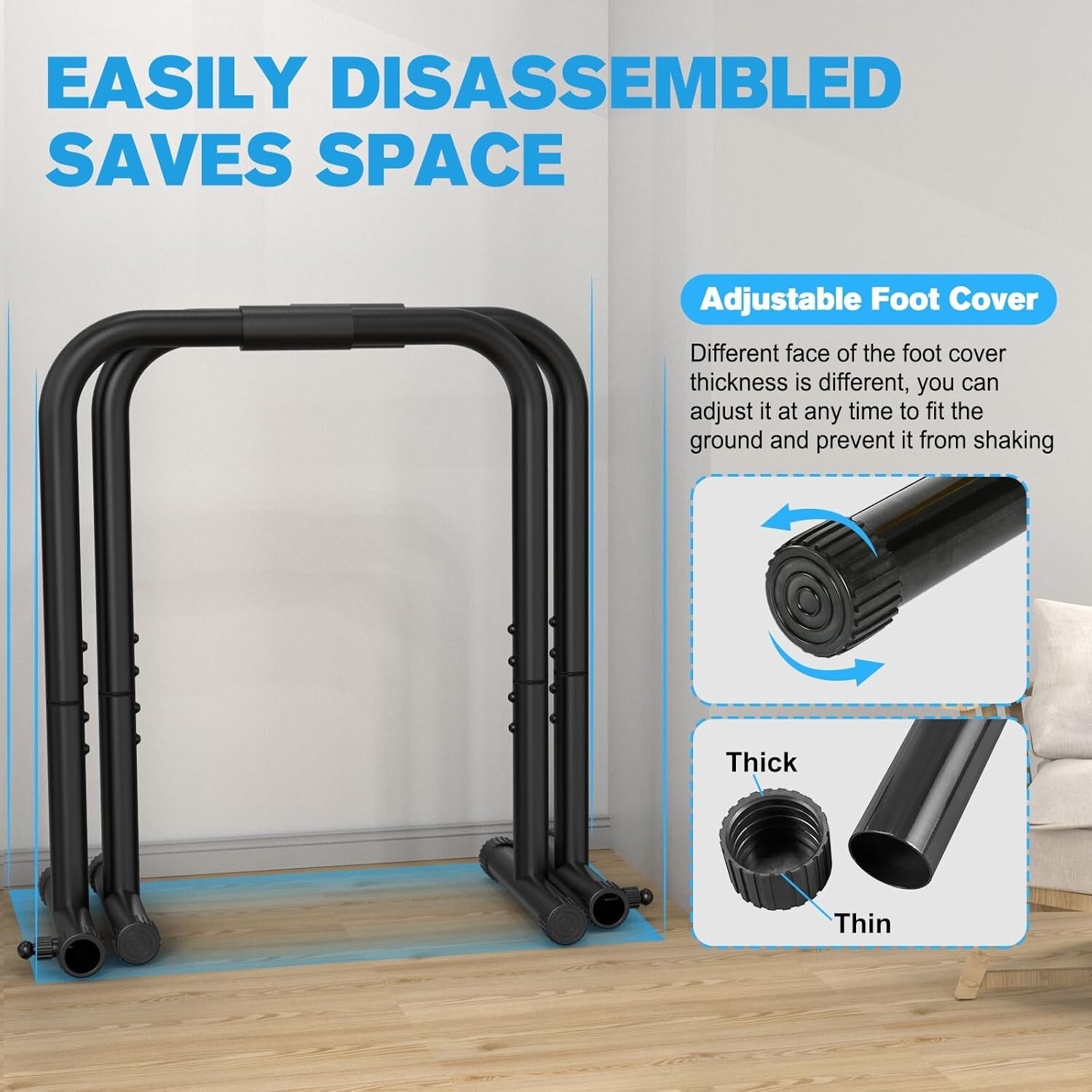 Dip Station Alloy Steel Heavy Duty Workout Stand Supports 400LBS Fitness