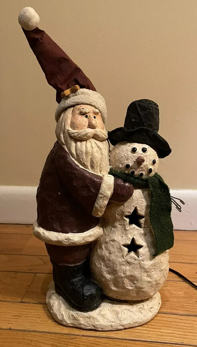 Santa And Snowman Holiday Christmas Light Up Decoration