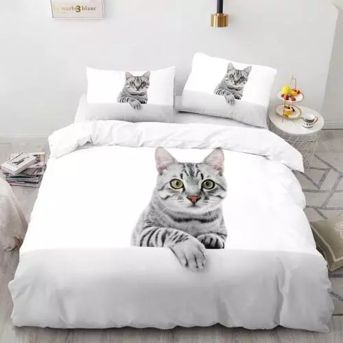 Cats Quilt Duvet Cover Pillowcase Pets Bedding Set Single Double King Size Hot - Picture 39 of 63