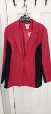Travelsmith Pink Black Blazer Women Size Large Long Sleeve Lined Wool Blend