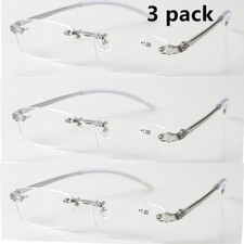 3 PACK TR90 Reading Glasses Elastic Rimless Flexible Eyeglasses 0.5- 4.0 Readers