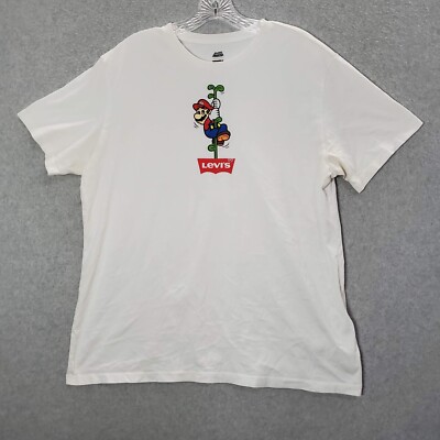 Reprint Super Mario x Levi's Men Shirt Large White Logo Graphic Short Sleeve Tee