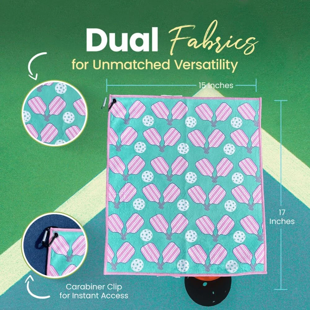 Pickleball Towels in Fashionable Prints - Cute 15x17 inch Microfiber & Cotton...