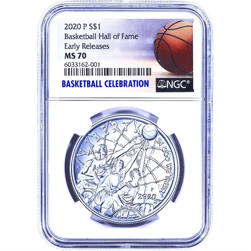 2020-P Basketball Hall of Fame Silver Dollar - NGC MS-70 Early Releases