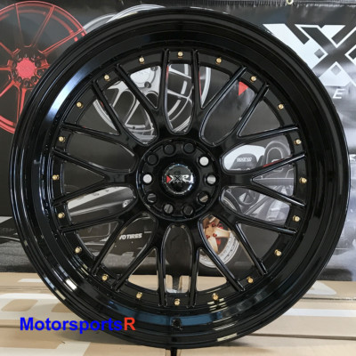 XXR 521 19 Inch x8.5 10 +25 Gloss Black Step Lip Staggered Wheels