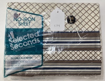 MCM #1 Selected Seconds Brown Double Fitted Sheet No Iron New Cotton Blend NOS