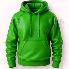 Men's Green Premium Leather Hoodie Handmade Genuine Lambskin Leather Jacket