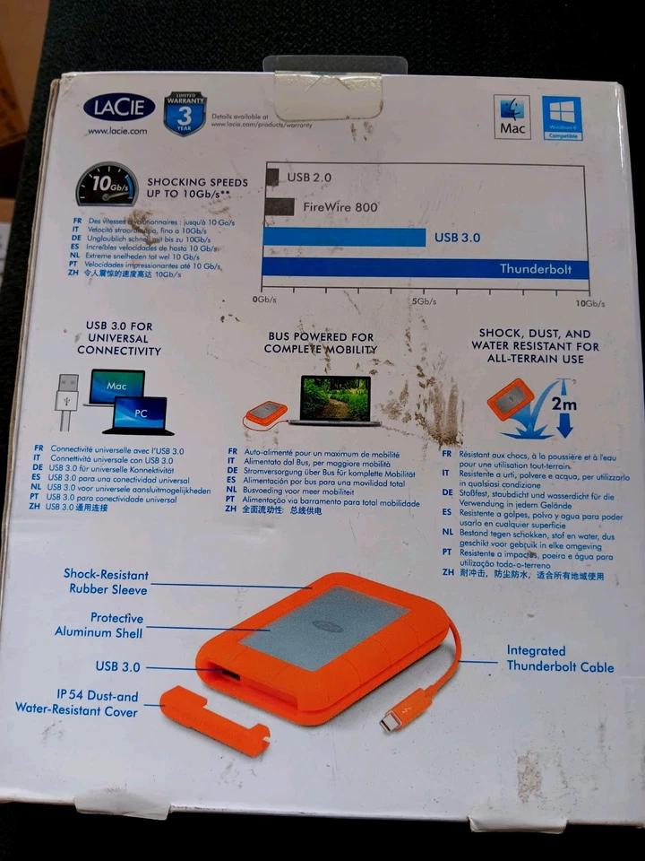 LaCie Rugged Thunderbolt Profesional Bus -Powered All- Terrain Storage Usb3.0 - Image 2 of 3