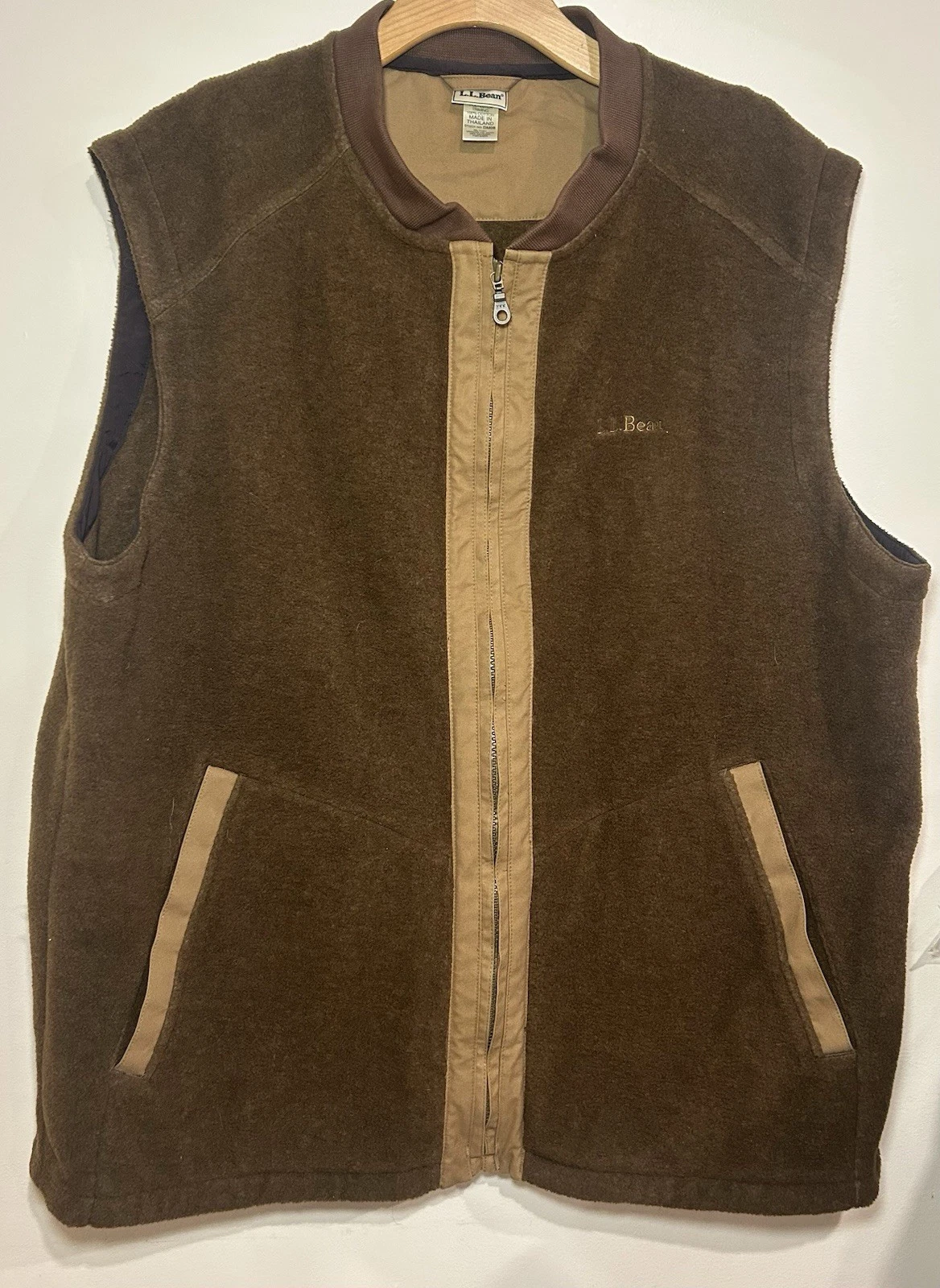 Vintage L.L.Bean Wool Blend Logo Multicolor Zip Up Vest Men’s Size XL