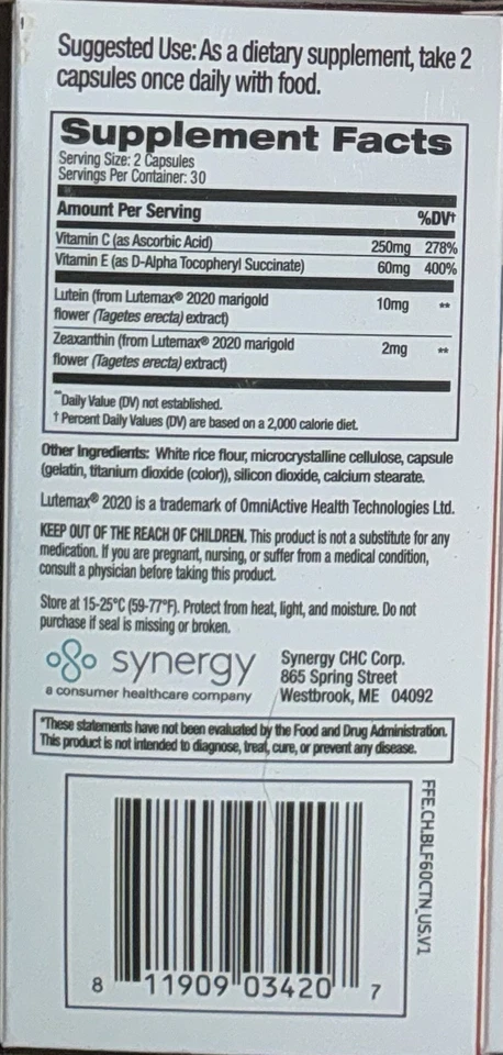 Focus Factor Fórmula Visión Luz Azul Ojos Saludables 60 Cápsulas Lote de 6 Cajas 25/05 Foto 4 de 4
