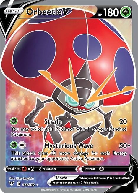 ORBEETLE V 166/185 VIVID VOLTAGE POKEMON (FULL ART, NM)