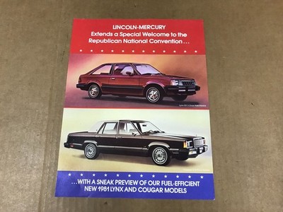 Vintage 1981 Mercury Lynx & Cougar Models Dealership Salesman Flyer