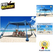 10x10 Ft Beach Tent Canopy: Sun Shelter with UPF 50 UV Protection  Sandbags