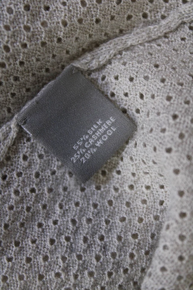 Suéter Top Neiman Marcus Mujer Cachemira Color Bloque Con Cordones Beige Talla M Foto 4 de 4