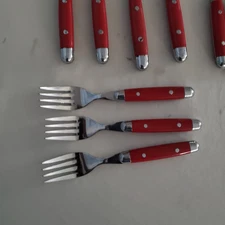 19 piece RED Plastic Handle  Stainless Steel Flatware China FORK SPOON KNIVE