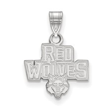 10k White Gold LogoArt Arkansas State University Red Wolves Small Pendant