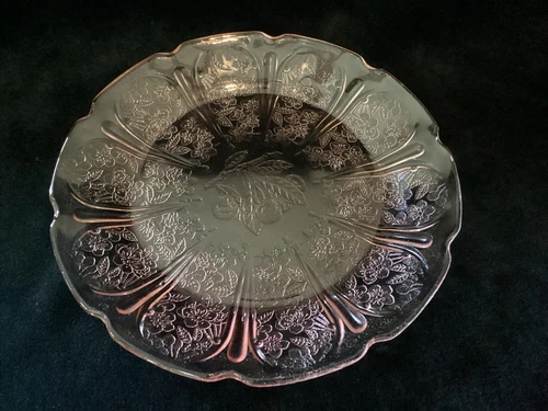 Vintage - Jeannette Glass Co. "Cherry Blossom" Salad Plate -  Pink - 7"