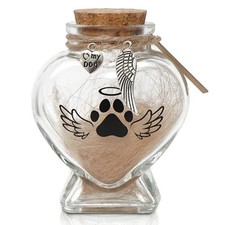 HAMUIERS Pet Memorial Glass Jar for Dog or Cat Fur, Hair, Whiskers Keepsake Urn