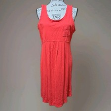 Woolrich Sleeveless Dress Sz L Coral Jersey Knit Keyhole Back Eyelet Beach