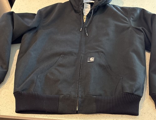 Vintage 2003 Carhartt Hooded Quilted Jacket Medium Black J133 BLK Canvas Read - Bild 6 von 12