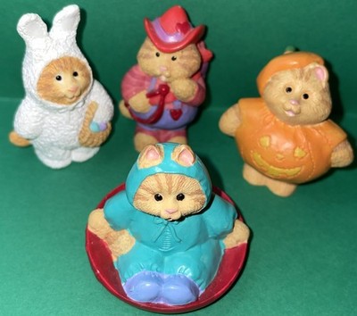 (4) HALLMARK CAMERON CAT MERRY MINIATURES CUPID COWBOY,EASTER BUNNY J-O-L-LOT 65