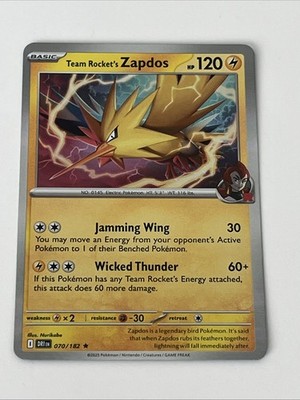 Team Rocket's Zapdos 070/182 Rare SV10: Destined Rivals Pokémon