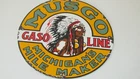 VINTAGE MUSGO GASOLINE PORCELAIN GAS MOTOR OIL MICHIGAN MILE SIGN