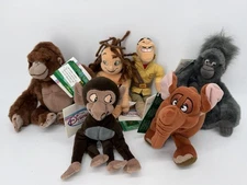 Tarzan Plush Lot Of 6 Disney Store Bean Bag Vintage Tantor Kala Terk Clayton