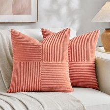 2 Packs Decorative Throw Pillow Covers 16x16 Inch 16" x 16" Pack of 2 Coral