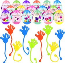 Prefilled Easter Eggs 24 pack with Sticky Hand Toys for Kids Boys and girls