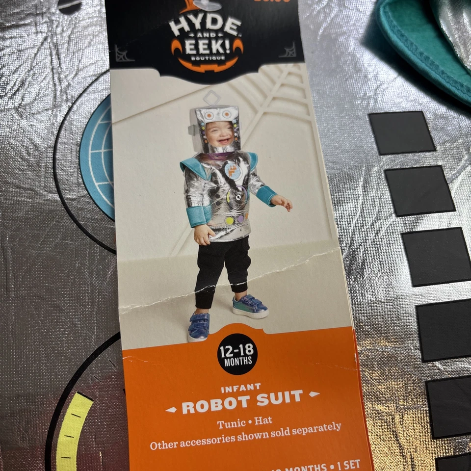 Disfraz de robot Hyde & Eek para niños pequeños 12-18 meses Halloween plateado nuevo con etiquetas Foto 2 de 3