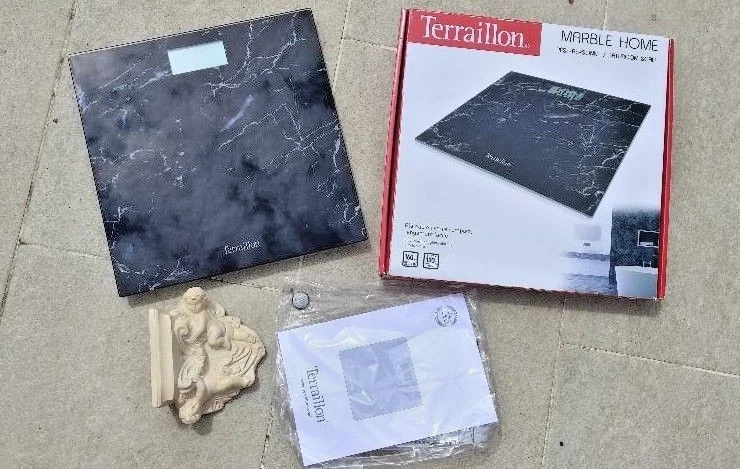 pèse personne marbré noir en verre terraillon - Photo 1/1
