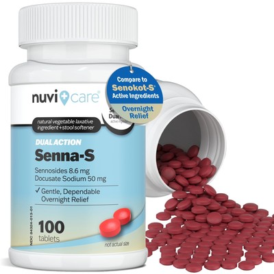 Senna Plus Laxative Stool Softener - Docusate Sodium (50mg) Stool Softener wi...