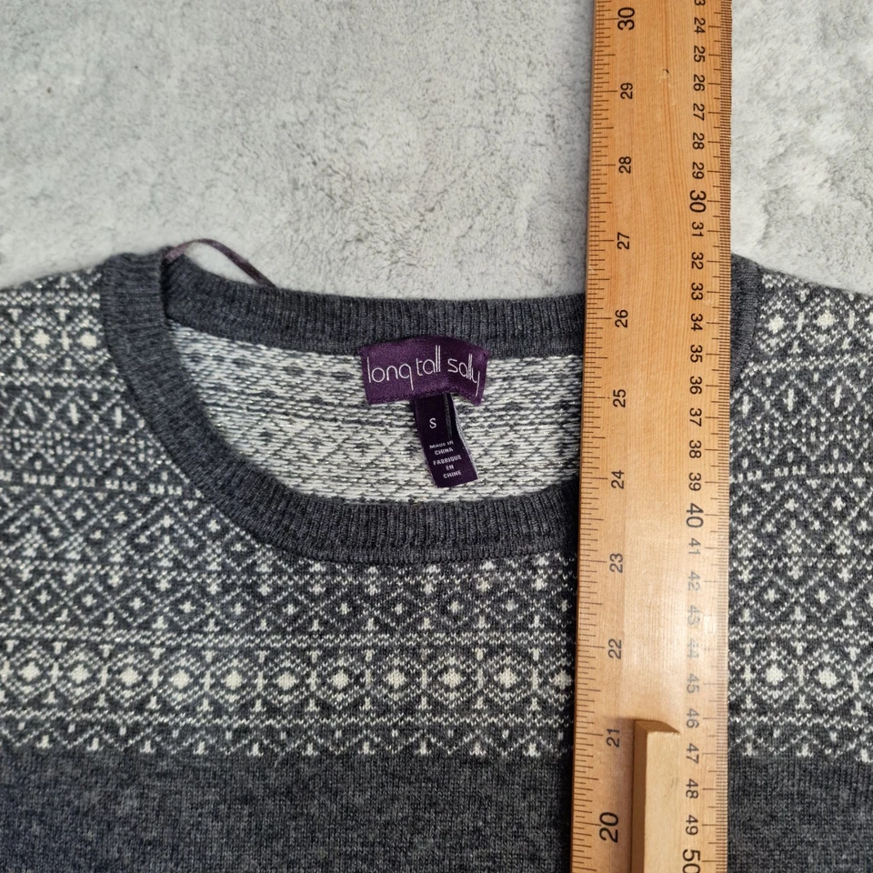 Длинный высокий Sally женщин маленький серый fair isle джемпер нордический S шерстяная смесь - Изображение 4 из 4