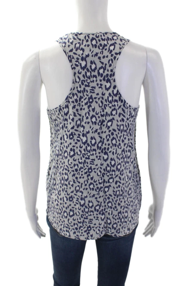 Regata feminina Joie gola redonda sem mangas seda estampa animal tamanho XS - Imagem 3 de 4