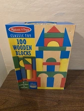 100 Piece Melissa & Doug Wooden Building Blocks Toy Set Classic Toys Kids New