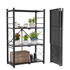 EAGLE PEAK 1 Pack 4-Tier Foldable Greenhouse Shelf Metal Storage Rack