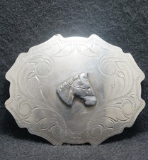 WK17153 REALLY NCIE VINTAGE 1970s  HORSE HEAD  WESTERN ANIMAL MENS BELT BUCKLE