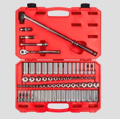 TEKTON 3/8 Inch Drive 6-Point Socket and Ratchet Set, 73-Piece | SKT15311 SAE/MM